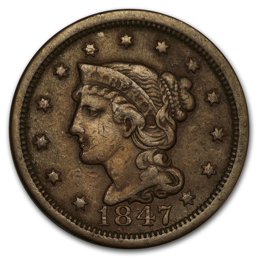 1847 Large Cent VF