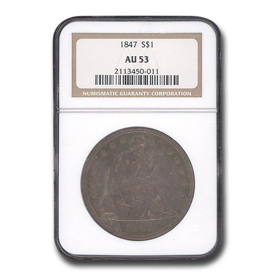 1847 Liberty Seated Dollar AU-53 NGC