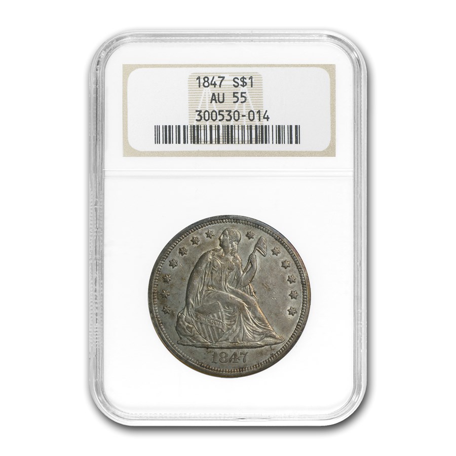 1847 Liberty Seated Dollar AU-55 NGC
