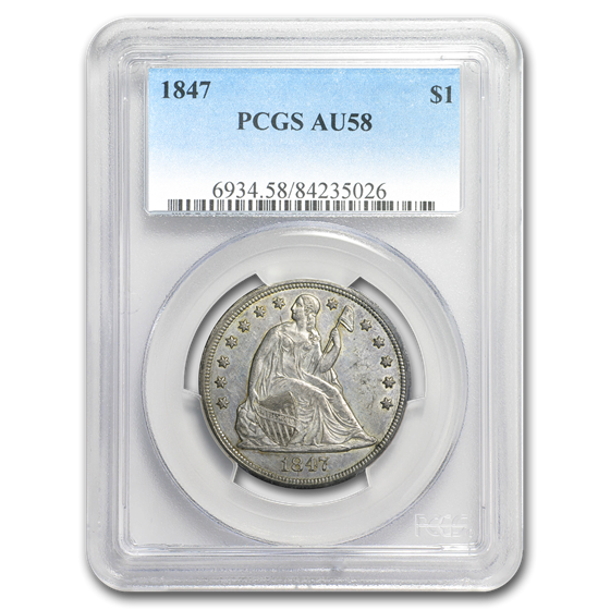 1847 Liberty Seated Dollar AU-58 PCGS 1847 Liberty Seated Dollar AU-58 PCGS