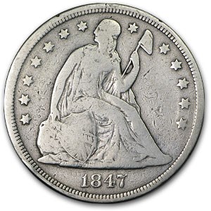 1847 Liberty Seated Dollar Fine Details (Bent) 1847 Liberty Seated Dollar Fine Details (Bent)