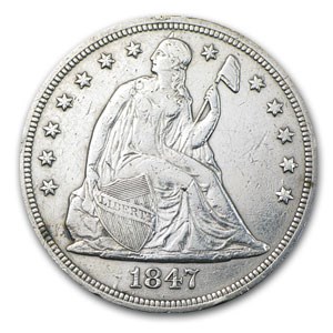 1847 Liberty Seated Dollar XF Details (Cleaned)