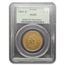 1847-O $10 Liberty Gold Eagle AU-50 PCGS