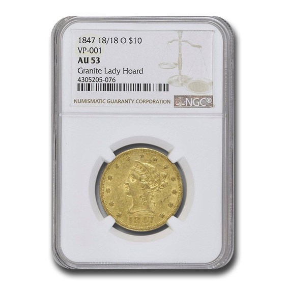1847-O $10 Liberty Gold Eagle AU-53 NGC (VP-001) 1847-O $10 Liberty Gold Eagle AU-53 NGC (VP-001)
