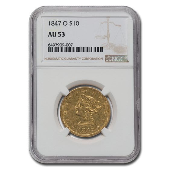 1847-O $10 Liberty Gold Eagle AU-53 NGC 1847-O $10 Liberty Gold Eagle AU-53 NGC