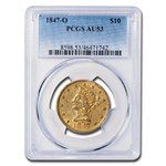 1847-O $10 Liberty Gold Eagle AU-53 PCGS