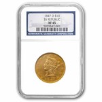 1847-O $10 Liberty Gold Eagle S.S. Republic XF-45 NGC