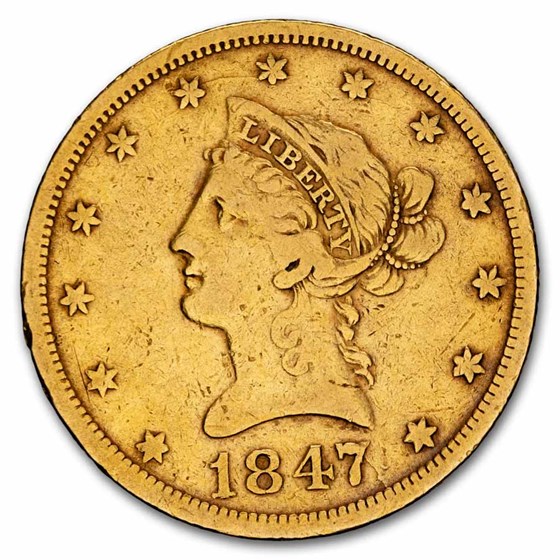 1847-O $10 Liberty Gold Eagle VF Details (Cleaned)