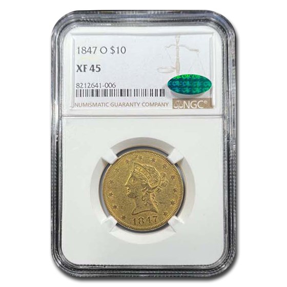 1847-O $10 Liberty Gold Eagle XF-45 NGC CAC 1847-O $10 Liberty Gold Eagle XF-45 NGC CAC