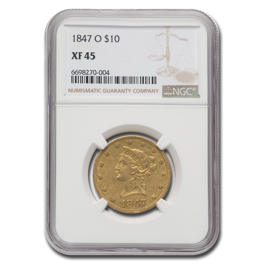 1847-O $10 Liberty Gold Eagle XF-45 NGC