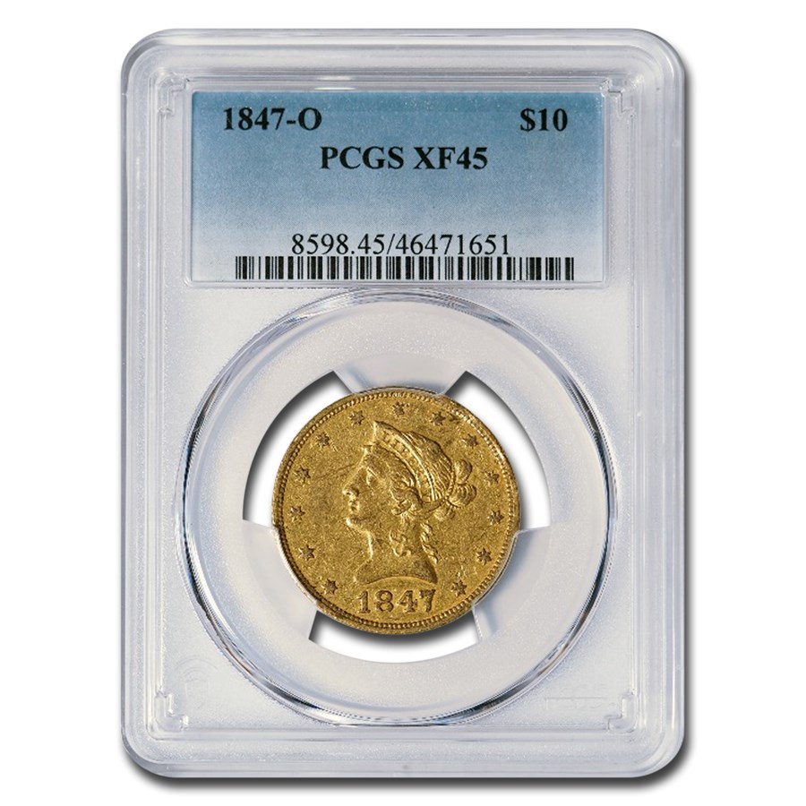 1847-O $10 Liberty Gold Eagle XF-45 PCGS