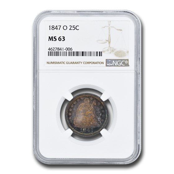 1847-O Liberty Seated Quarter MS-63 NGC 1847-O Liberty Seated Quarter MS-63 NGC