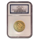 1848 $10 Liberty Gold Eagle AU-58 NGC (SS Republic)