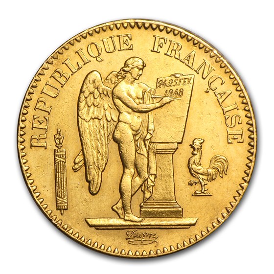 1848-1849 France Gold 20 Francs Lucky Angel (Avg Circ) 1848-1849 France Gold 20 Francs Lucky Angel (Avg Circ)