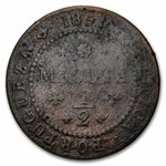 1848-1853 Angola Copper 1/2 Macuta Avg Circ