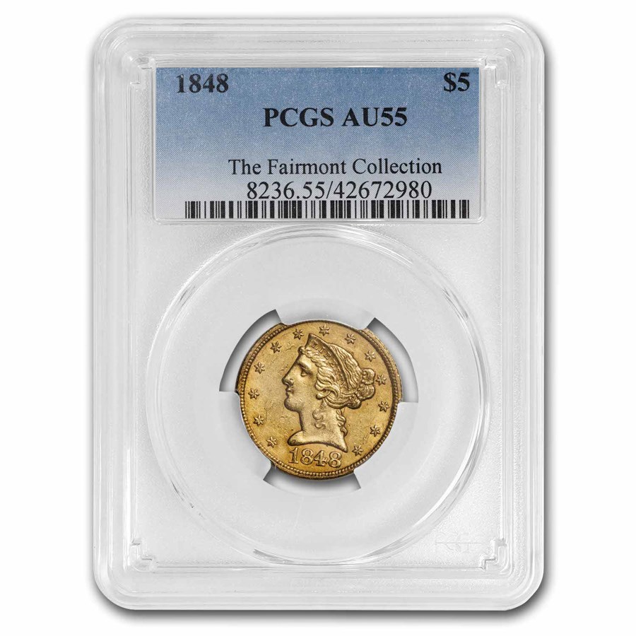 1848 $5 Liberty Gold Half Eagle AU-55 PCGS