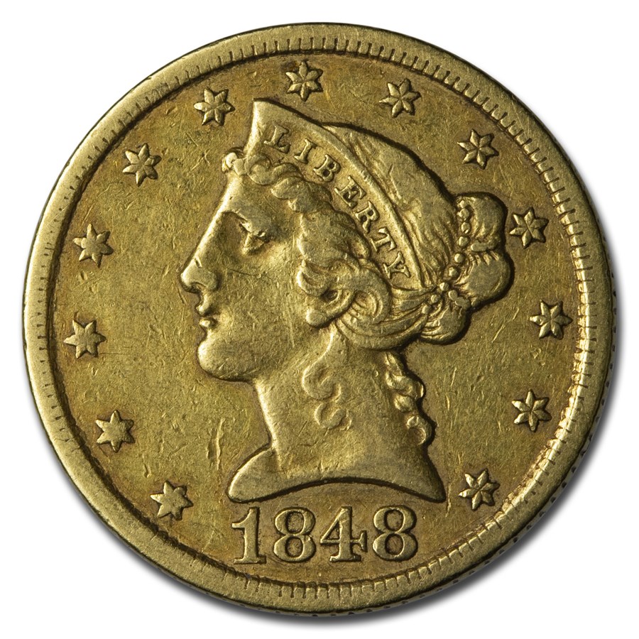 1848 $5 Liberty Gold Half Eagle XF