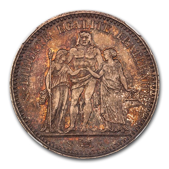 1848-A France Silver 5 Francs, Hercules MS-65 NGC 1848-A France Silver 5 Francs, Hercules MS-65 NGC