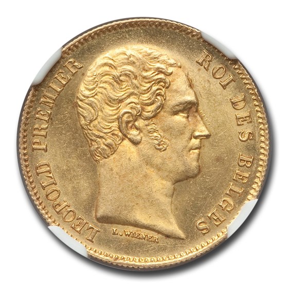 1848 Belgium Gold 25 Francs Leopold I MS-65+ NGC 1848 Belgium Gold 25 Francs Leopold I MS-65+ NGC