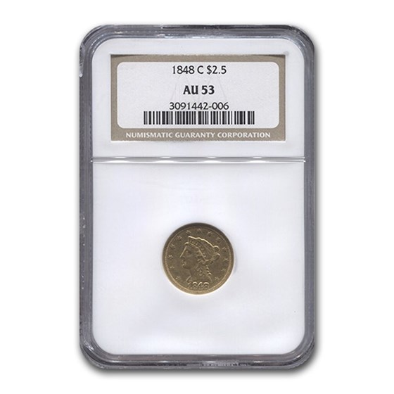 1848-C $2.50 Liberty Gold Quarter Eagle AU-53 NGC 1848-C $2.50 Liberty Gold Quarter Eagle AU-53 NGC