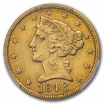 1848-C $5 Liberty Gold Half Eagle XF-40 PCGS