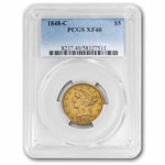 1848-C $5 Liberty Gold Half Eagle XF-40 PCGS