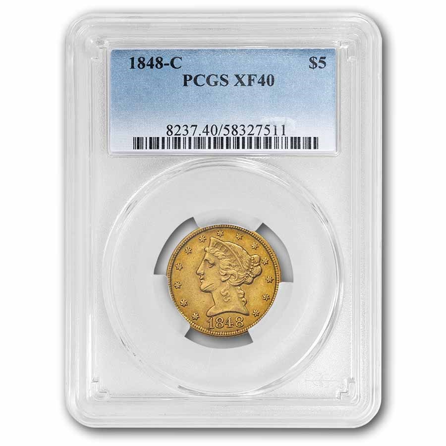 1848-C $5 Liberty Gold Half Eagle XF-40 PCGS