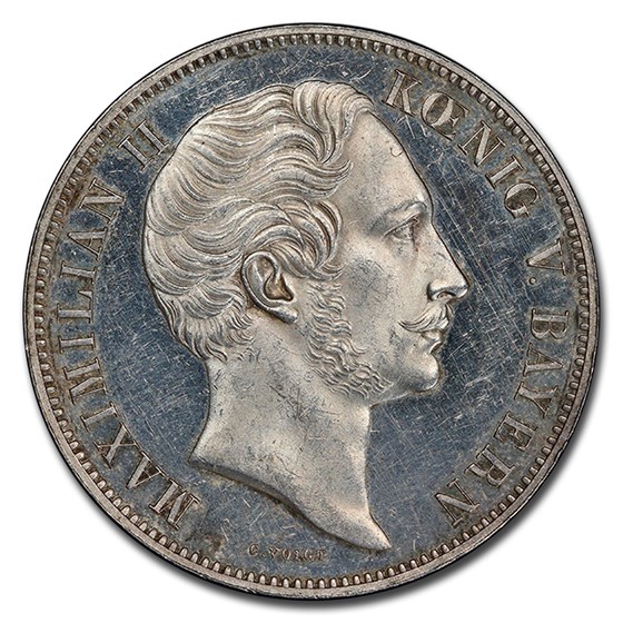 1848 German States Bavaria Silver 2 Thaler MS-61 PL PCGS 1848 German States Bavaria Silver 2 Thaler MS-61 PL PCGS