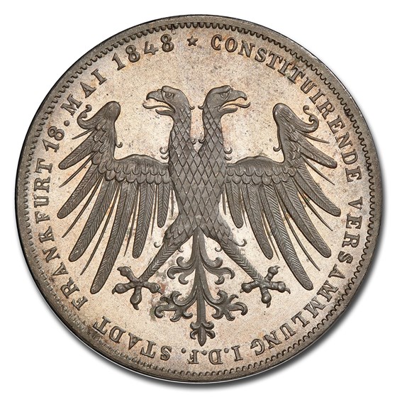 1848 German States Frankfurt am Main Silver 2 Gulden MS-66 PCGS 1848 German States Frankfurt am Main Silver 2 Gulden MS-66 PCGS