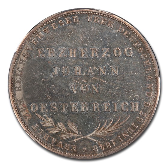 1848 German States Frankfurt am Main Silver 2 Gulden PR-64 PCGS 1848 German States Frankfurt am Main Silver 2 Gulden PR-64 PCGS