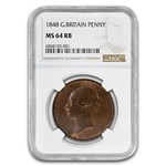 1848 Great Britain Penny Victoria MS-64 NGC (Red/Brown)