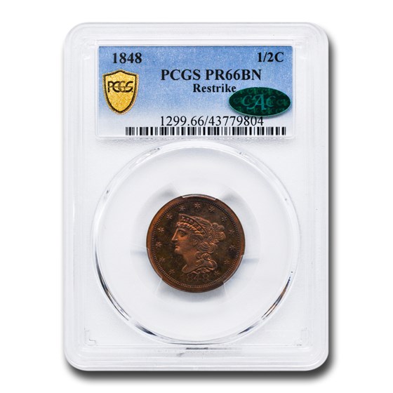 1848 Half Cent PR-66 PCGS CAC (Brown, Restrike) 1848 Half Cent PR-66 PCGS CAC (Brown, Restrike)