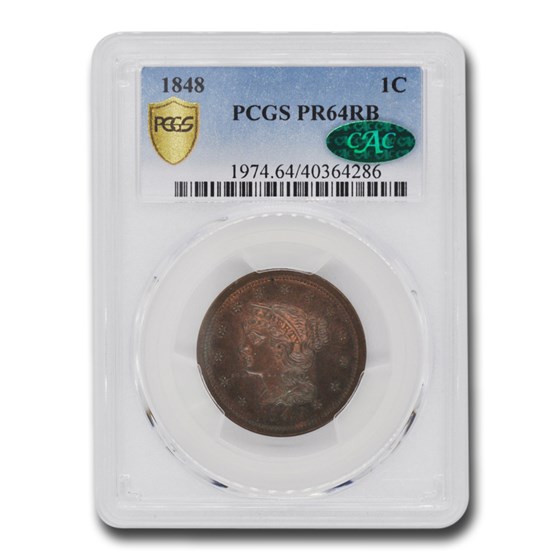 1848 Large Cent PR-64 PCGS CAC (Red/Brown) 1848 Large Cent PR-64 PCGS CAC (Red/Brown)