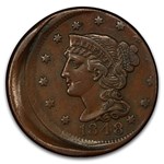 1848 Large Cent VF-35 PCGS (Mint Error, Struck 15% Off-Center)