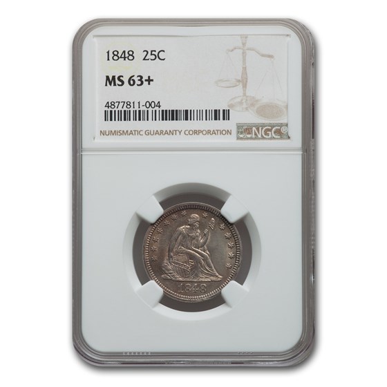 1848 Liberty Seated Quarter MS-63+ NGC 1848 Liberty Seated Quarter MS-63+ NGC