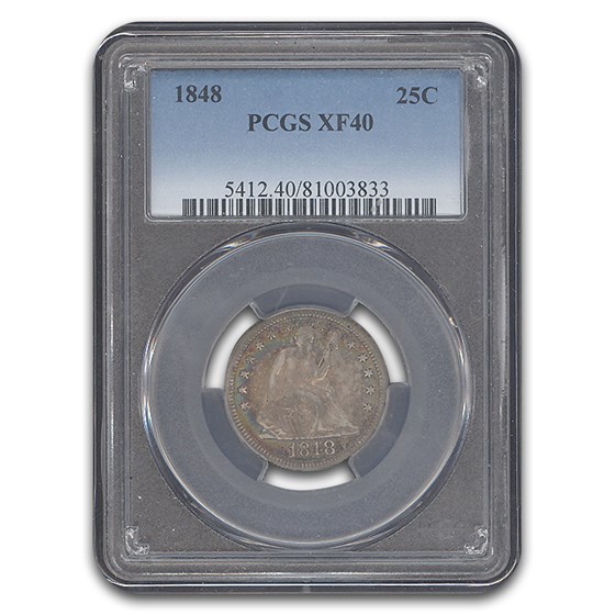 1848 Liberty Seated Quarter XF-40 PCGS