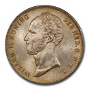 1848 Netherlands Silver 2 1/2 Gulden William II MS-64 PCGS