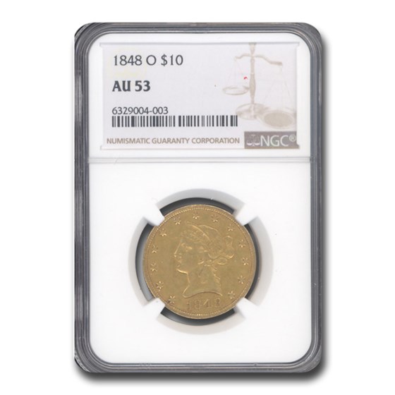 1848-O $10 Liberty Gold Eagle AU-53 NGC 1848-O $10 Liberty Gold Eagle AU-53 NGC