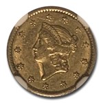 1849 $1 Liberty Head Gold AU-55 NGC (Closed Wreath)