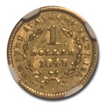 1849 $1 Liberty Head Gold AU-55 NGC (Closed Wreath)