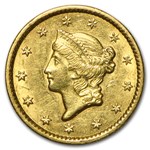1849 $1 Liberty Head Gold Dollar Closed Wreath AU