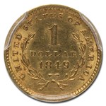 1849 $1 Liberty Head Gold Dollar MS-62 PCGS (Open Wreath)