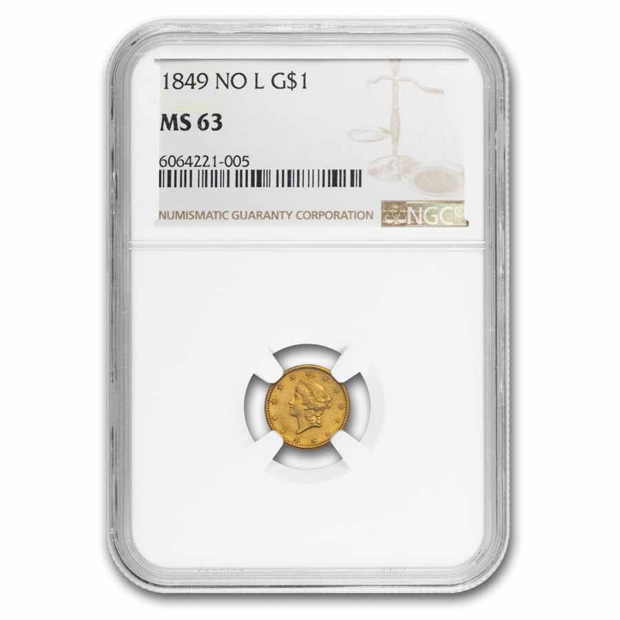 Buy 1849 $1 Liberty Head Gold MS-63 NGC (No L) | APMEX