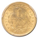 1849 $1 Liberty Head Gold MS-63+ PCGS (Open Wreath)