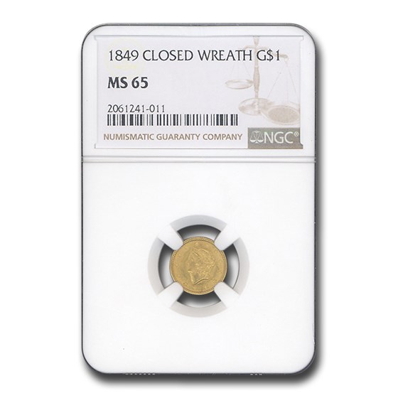 1849 $1 Liberty Head Gold MS-65 NGC (Closed Wreath)