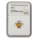 1849 $1 Liberty Head Gold MS-65 NGC (Small Head, No L)