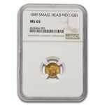 1849 $1 Liberty Head Gold MS-65 NGC (Small Head, No L)