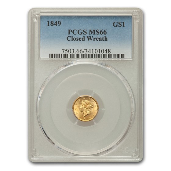 1849 $1 Liberty Head Gold MS-66 PCGS (Closed Wreath) 1849 $1 Liberty Head Gold MS-66 PCGS (Closed Wreath)