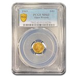 1849 $1 Liberty Head Gold Open Wreath MS-63 PCGS