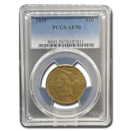 1849 $10 Liberty Gold Eagle AU-50 PCGS